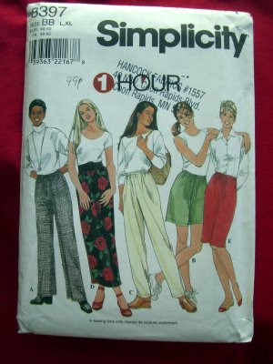 Simplicity Pattern # 8397 UNCUT Misses Pants, Shorts and Skirt  Size Large or XL