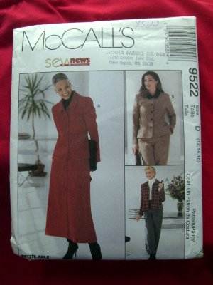 McCalls Pattern # 9522 UNCUT Misses Suit Jacket ~ Skirt ~ Pants Size 12 14 16