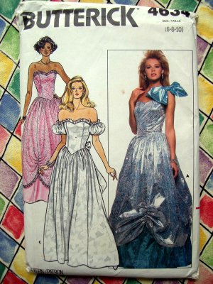 Butterick Pattern #4634 UNCUT Misses Wedding Evening Gown Costume Dress Size 6 8 10 Vintage 1987