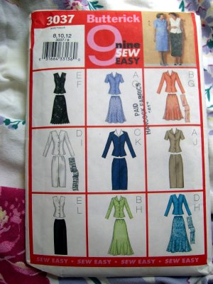 Butterick Pattern # 3037 UNCUT Misses Miss Petite Top Skirt Scarf Sizes 8 10 12