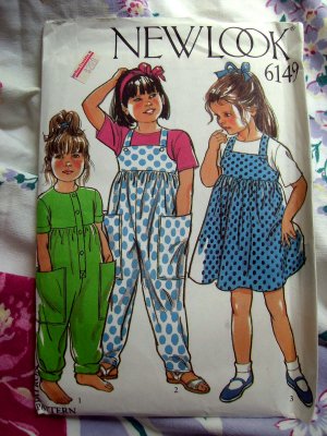 New Look Pattern # 6149 Girls Jumper Jumpsuit Overalls Size 1 2 3 4