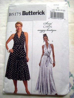 Butterick Pattern # 5175 UNCUT Misses Dress Long Short  Mock Halter  Size 16 18 20 22 24