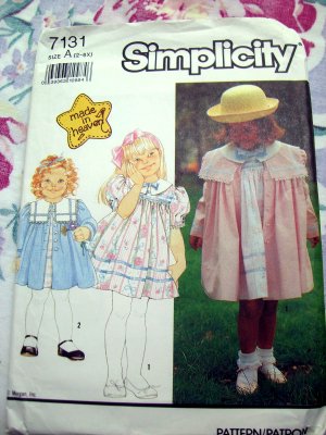 Simplicity Pattern # 7131 UNCUT Girls Coat Dress 'Made In Heaven'  Sizes 2 3 4 5 6 6X