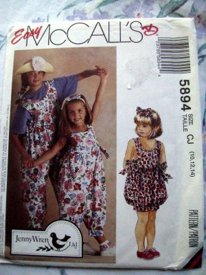 McCall's Pattern # 5894 UNCUT Girl's Jumpsuit Size 10 12 14