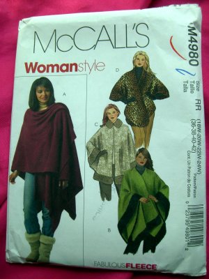 McCall's Pattern # 4980 UNCUT Woman's Cape /Wrap Plus Size 18 20 22 24