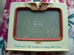 Rare Porcelain Picture Frame ~ Each man's life touches so many It's a Wonderful Life