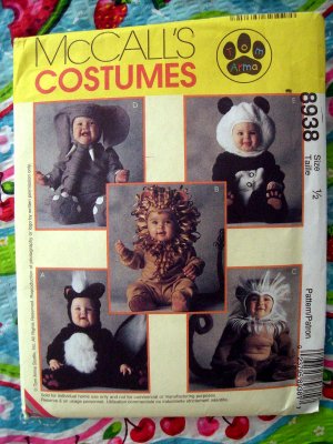 McCall's Pattern # 8938 UNCUT Baby/Toddler Costume Size 1/2 Panda Skunk Lion MORE!