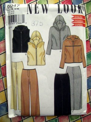 Simplicity New Look # 6947 UNCUT Misses Vest Hoodie Pants Skirt Size 8 10 12 14 16 18