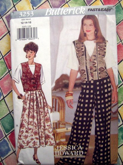Butterick Pattern # 3253 UNCUT Misses Vest Top Skirt Pants Wardrobe Size 12 14 16