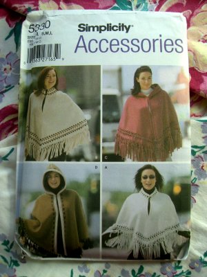 Simplicity Pattern # 5330 UNCUT Misses Cape or Poncho Size Small Medium Large