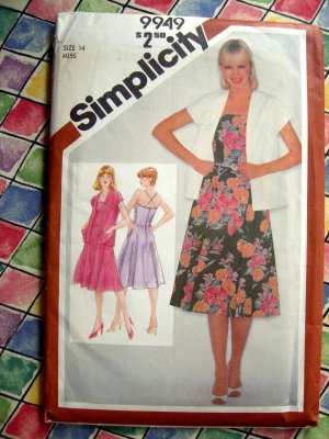 Simplicity Pattern # 9949 UNCUT Misses Fitted Sundress Unlined Jacket Size 14 --Old School