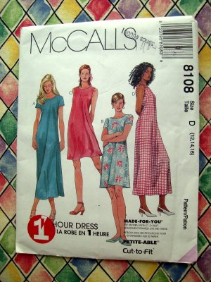 McCall's Pattern # 8108 UNCUT Misses' Dress in Two Lengths Size 12 14 16