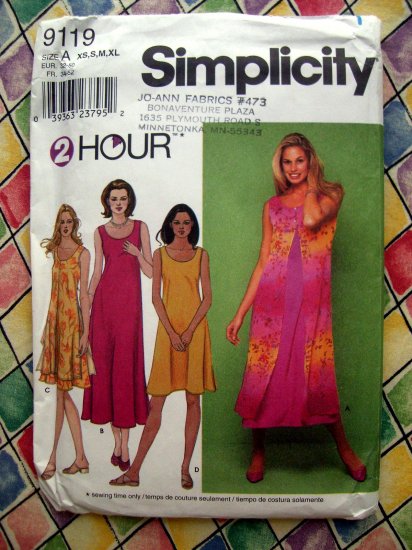 Simplicity Pattern # 9119 UNCUT Misses Pullover Dress  Size XS S M L XL
