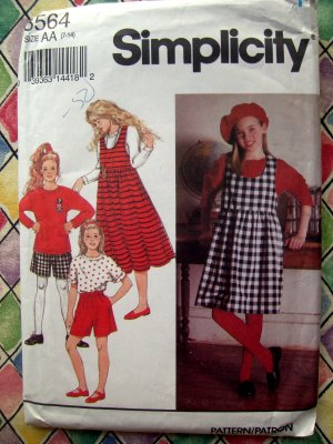 Simplicity Pattern #8564 UNCUT Girls Chubbies Jumper Shorts Top STRETCH KNITS ONLY Size 7 8 10 12 14