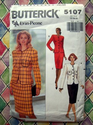 Butterick Pattern # 5107 UNCUT Misses Jacket Skirt Size 12 14 16