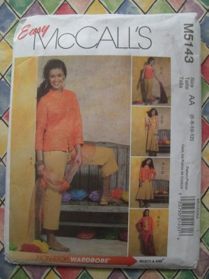Easy McCalls Pattern # 5143 UNCUT Misses Jacket Top Skirt Pants Size 6 8 10 12