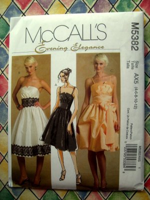 McCalls Pattern # 5382 UNCUT Misses Evening Dress Size 4 6 8 10 12