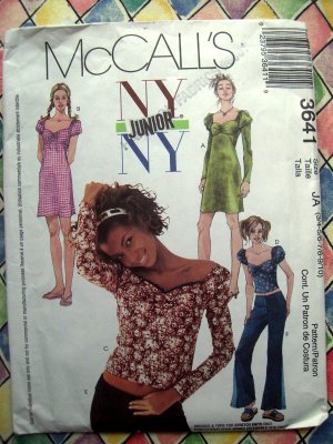 McCall's Pattern # 3641 UNCUT Junior NYNY Wardrobe Dress Tops Pants Size 3/4 to 9/10