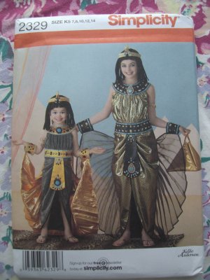 Simplicity Pattern # 2329 UNCUT Childs Girls Costume Egyptian Queen Sizes 7 8 10 12 14