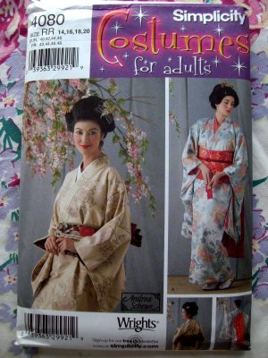 Simplicity Costume Pattern UNCUT # 4080 Womens Japanese Kimono Size 14 16 18 20