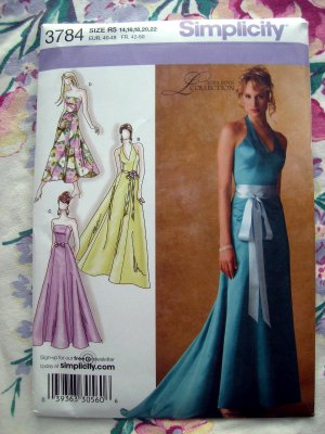 Simplicity Pattern #3784 UNCUT Special Occasion Dress Size 14 16 18 20 22