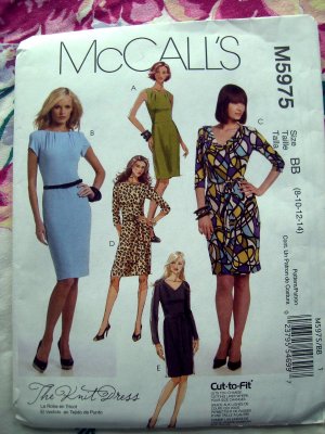 McCalls Pattern # 5975 UNCUT Misses Knit Dress Size 8 10 12 14