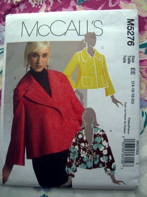 McCalls Pattern # 5276 UNCUT Misses Jacket Size 14 16 18 20