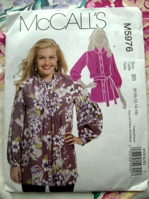 McCalls Pattern # 5976 UNCUT Misses Tunic or Tops Size 8 10 12 14 16