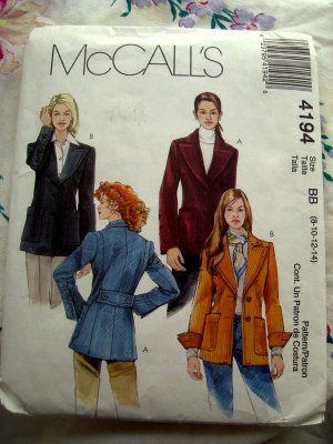McCalls Pattern # 4194 UNCUT Blazer / Jacket Size 8 10 12 14 16