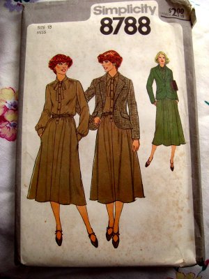 Vintage 1978 Simplicity Pattern # 8788 UNCUT Dress and Jacket Size 10