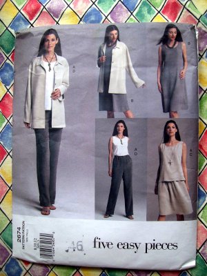 Vogue Easy Pattern # 2674 UNCUT Misses Jacket Dress Top Skirt Pants Size 8 10 12