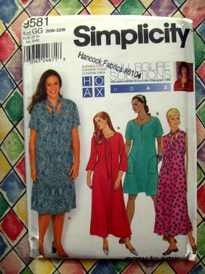 Simplicity Pattern # 9581 UNCUT Woman's Dress Two Lengths Size 26 28 30 32