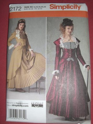 Simplicity Pattern # 2172 UNCUT Misses Womans Costume Victorian Coat Skirt Size 14 16 18 20 22