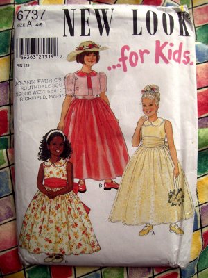 Simplicity New Look Pattern # 6737 UNCUT Girls Special Occasion Dress Size 4 5 6 7 8 9
