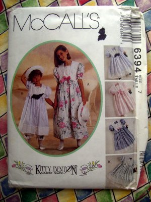 McCall's Pattern # 6394 Girls Special Occasion Dress Size 7