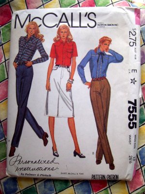 McCalls Pattern #7555 UNCUT Misses Jeans & Skirt  Size 12