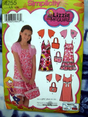 Simplicity Pattern # 4255 UNCUT Girls Dress Shrug Purse  Size 8 10 12 14 16
