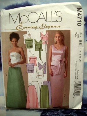 McCalls Pattern # 4710 UNCUT Misses Special Occasion Dress Top Skirt  Size 14 16 18 20