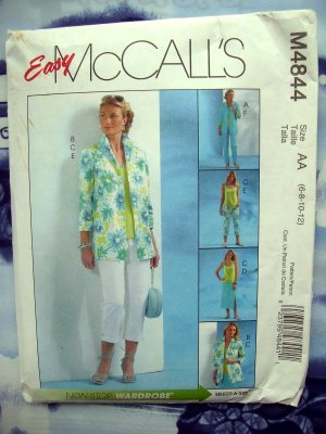 McCalls Pattern # 4844 UNCUT Misses Misses Wardrobe Shirt Jacket Pants Top Skirt Size 6 8 10 12