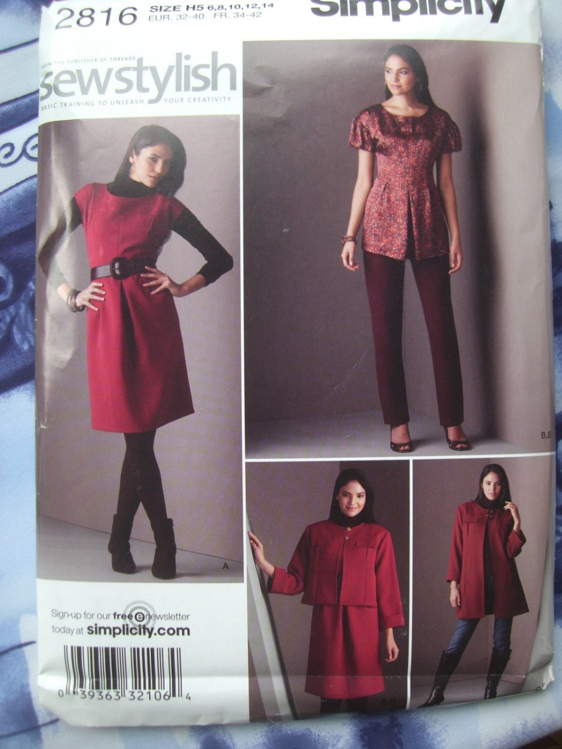 Simplicity Pattern # 2816 UNCUT Misses Dress Top Jacket Pants Size 6 8 ...