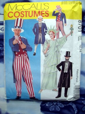 McCalls Pattern # 6143 UNCUT Kids Costume Size 12 14 Uncle Sam Lincoln Patriot Statue Liberty