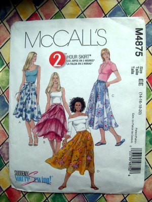 McCalls Pattern # 4875 UNCUT Misses Flared Skirt Size 14 16 18 20