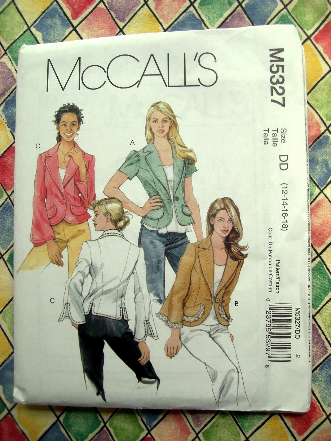 McCalls Pattern # 5327 UNCUT Misses Unlined Jacket Variations Size 12 14 16 18