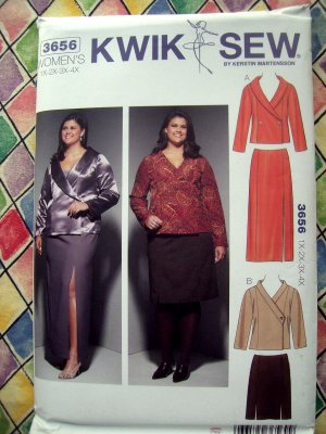 KWIK SEW Pattern # 3656 UNCUT Womens Skirt Top Size 1X 2X 3X 4X