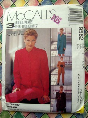 McCalls Pattern # 9562 UNCUT Misses Jacket Pants Skirt Size 14 16 18