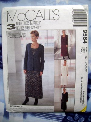 McCalls Pattern # 9564 UNCUT Misses Dress  Jacket Size 14 16 18