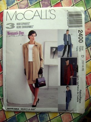 McCalls Pattern # 2400 UNCUT Misses Unlined Jacket Pants Skirts Size 12 14 16