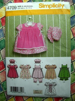Simplicity Pattern # 4709 UNCUT Infant Toddler Girls Dress Size XXS XS Small Medium Large
