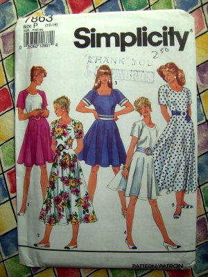 Simplicity Pattern # 7863 UNCUT Misses Circle Dress Variations Size 12 14 16