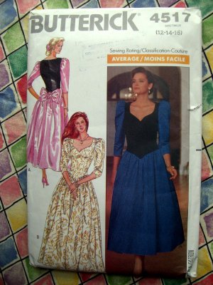Butterick Pattern # 4517 UNCUT Misses Gown Special Occasion Dress Size 12 14 16 Vintage 1989